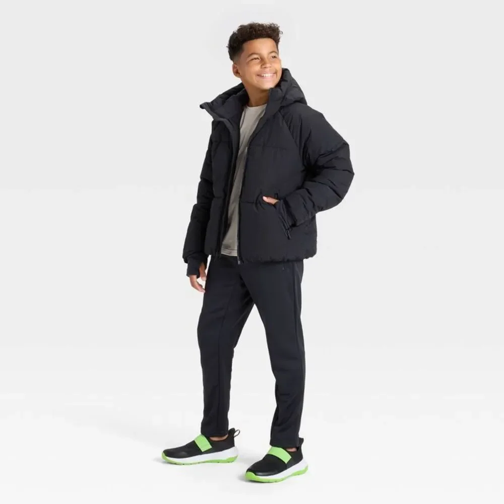 Boys' Puffer Jacket - All In Motion Black XS